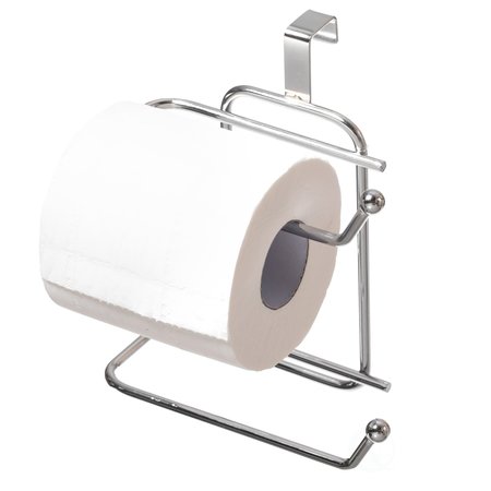 BASICWISE Chrome Toilet Tissue Paper Roll Holder Dispenser, Over The Tank Two Slot Tissue Organizer QI004050